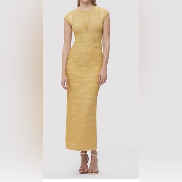 Herve Leger Dresses & Skirts - Herve Leger Textured Lurex Bustier Cropped Gown OPC8472780 Met Gold $1,590 NWT